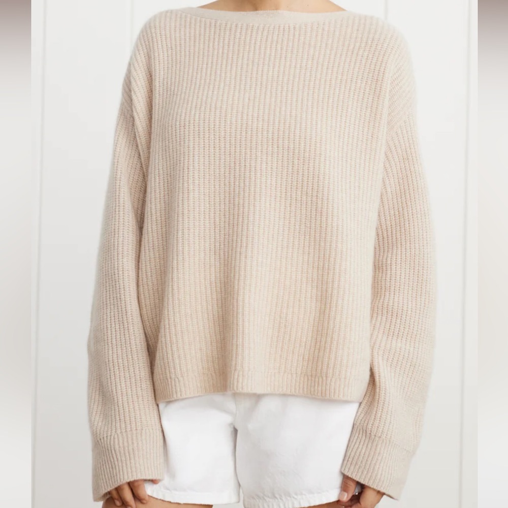 Cashmere Boatneck Sweater Size Medium Color Oatmeal